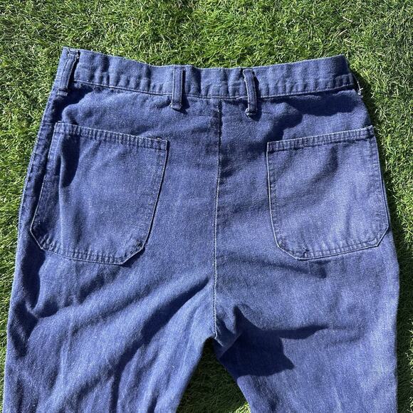 Vintage 70s Male Slacks Jeans Dark Wash Denim Bell Bottoms 31 x‎ 29.5 USA - Picture 3 of 10